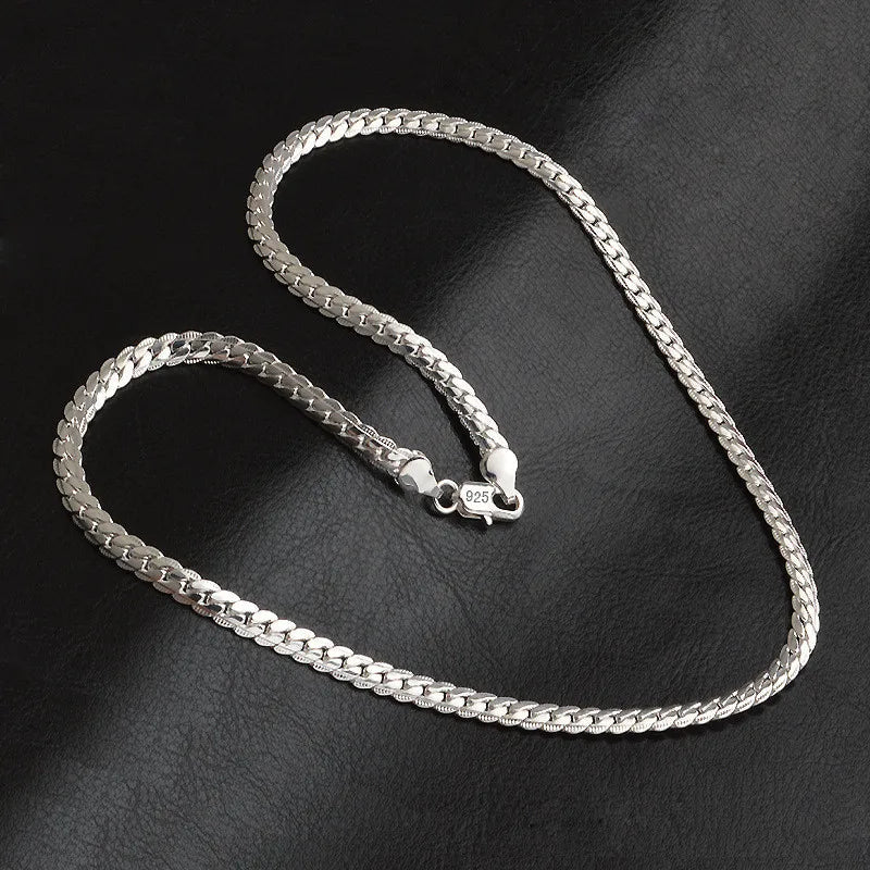 Schakelketting van Sterlingzilver voor Dames met Vlakke Schakels