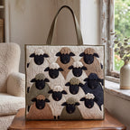 Handgequilt Schapen Tote met Ambachtelijke Constructie en Duurzame Draagkracht