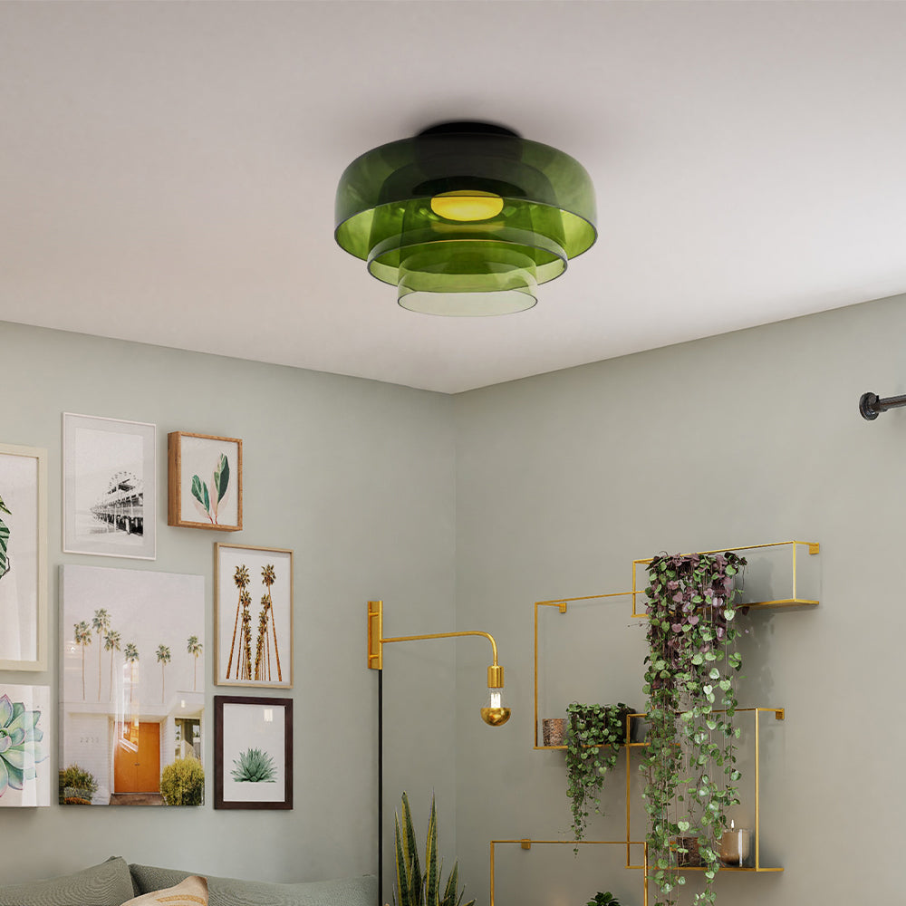 Glazen Plafondlamp Met Gelaagde Vorm En Moderne Sfeerverlichting