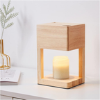 Houten Tafellamp met Warme LED‑Sfeerverlichting en Waxverwarmer