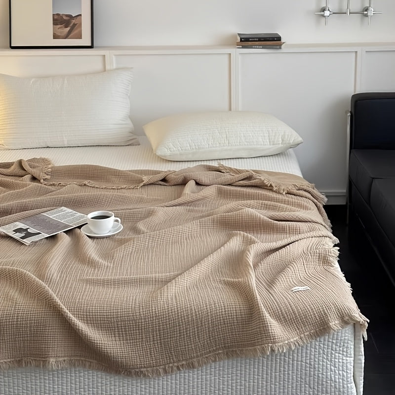 Katoenen Mousseline Plaid met Franjes voor Bank, Bed en Woonkamer