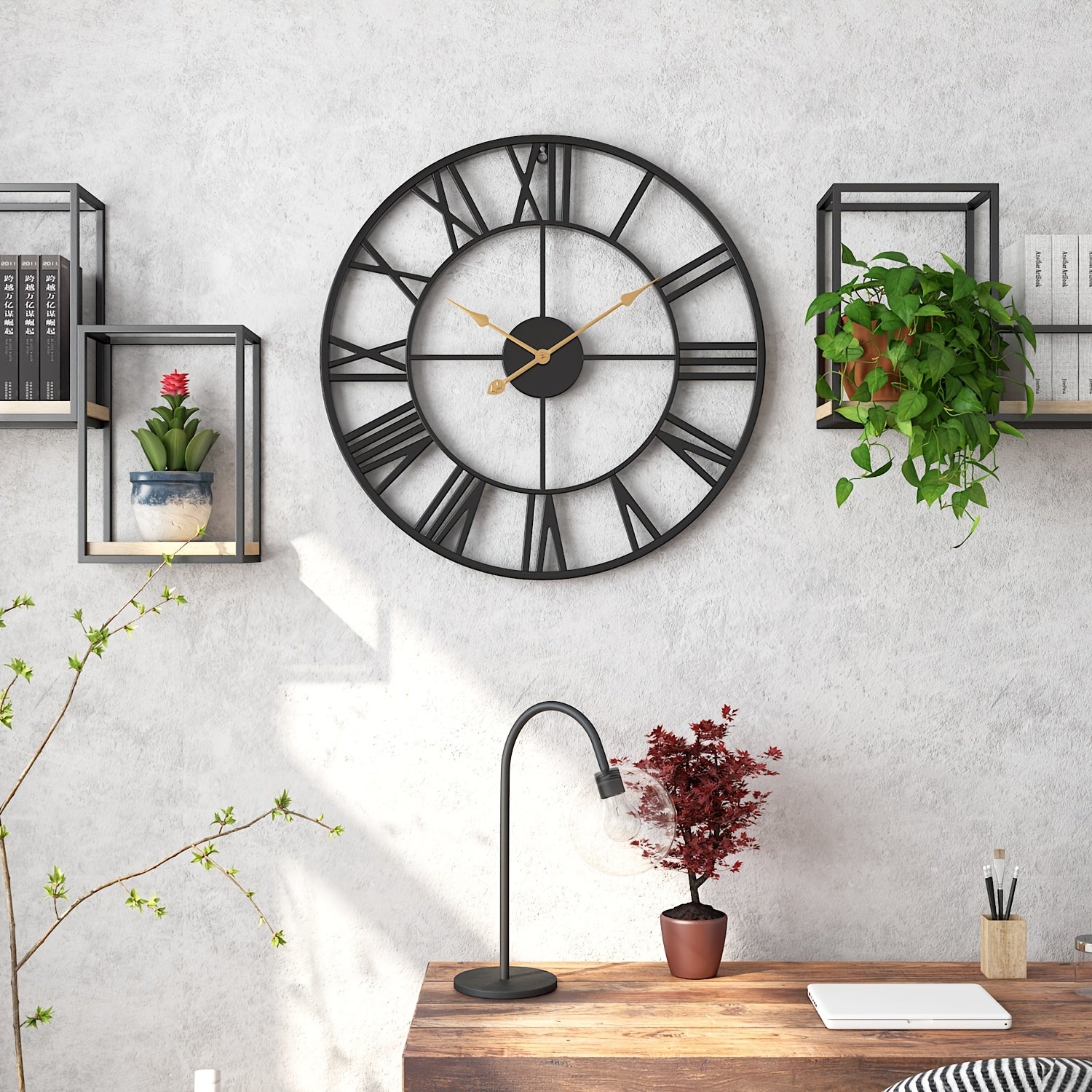 Ronde Metalen Wandklok met Stil Uurwerk