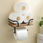 Houten Toiletrolhouder Met Opbergplank Voor Badkamer En Toilet