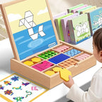 Magnetisch Legspel van Hout met Vormen en Bijpassende Voorbeeldkaarten