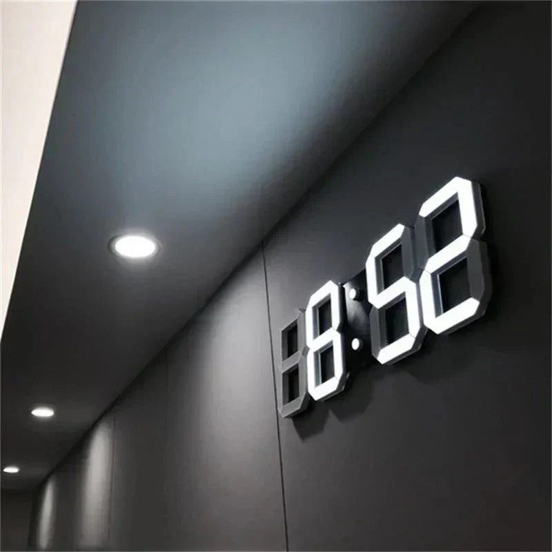 3D LED Wandklok met Dimbaar Digitaal Display voor Binnen