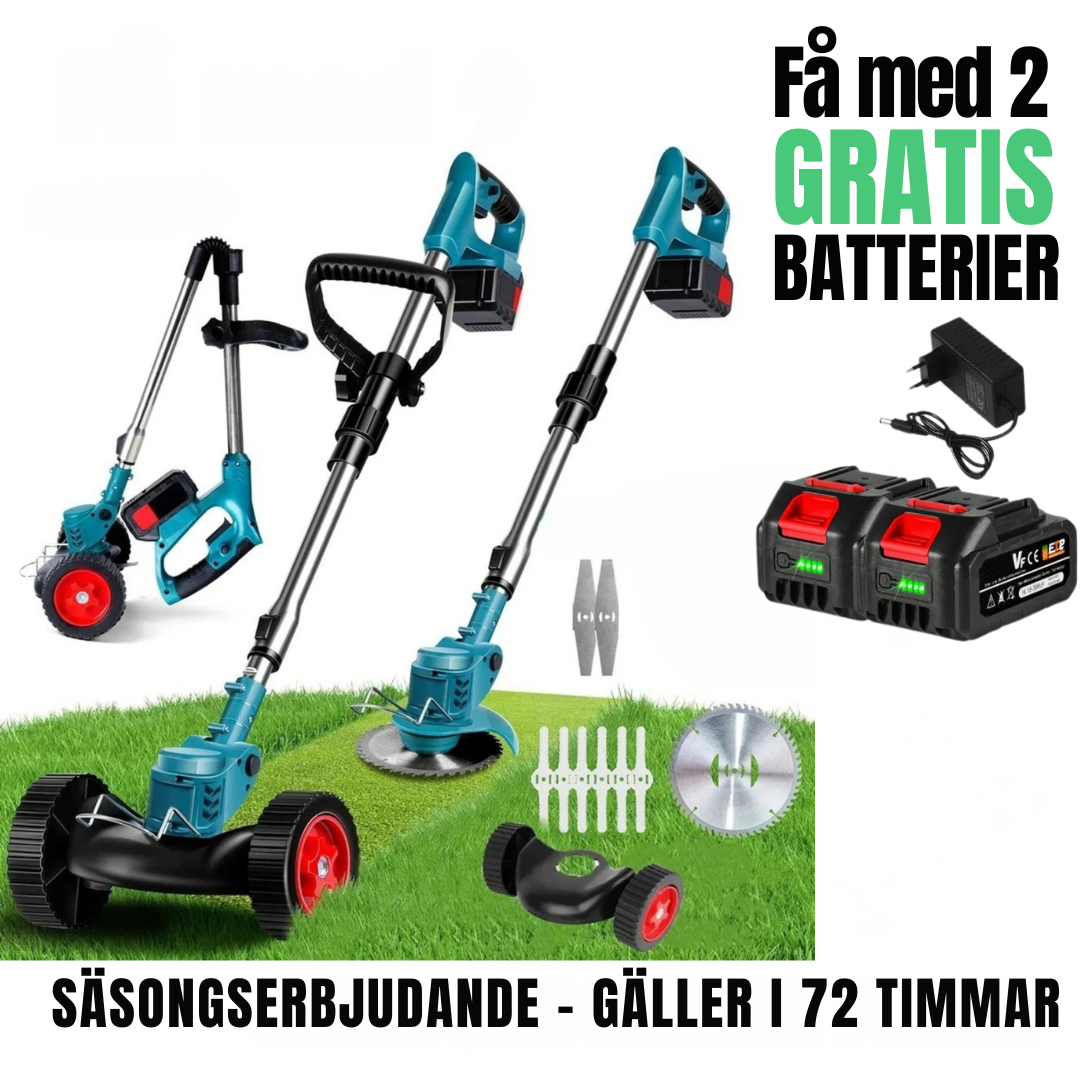 Draadloze 36V Grastrimmer met Wielen voor Efficiënt Tuinonderhoud