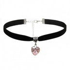 Choker van Fluweel met Hartvormige Hanger en Verlengketting