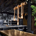 IndustrialBamboo Plafondlamp met Bamboe en Verstelbaar Touw