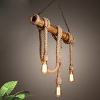 IndustrialBamboo Plafondlamp met Bamboe en Verstelbaar Touw