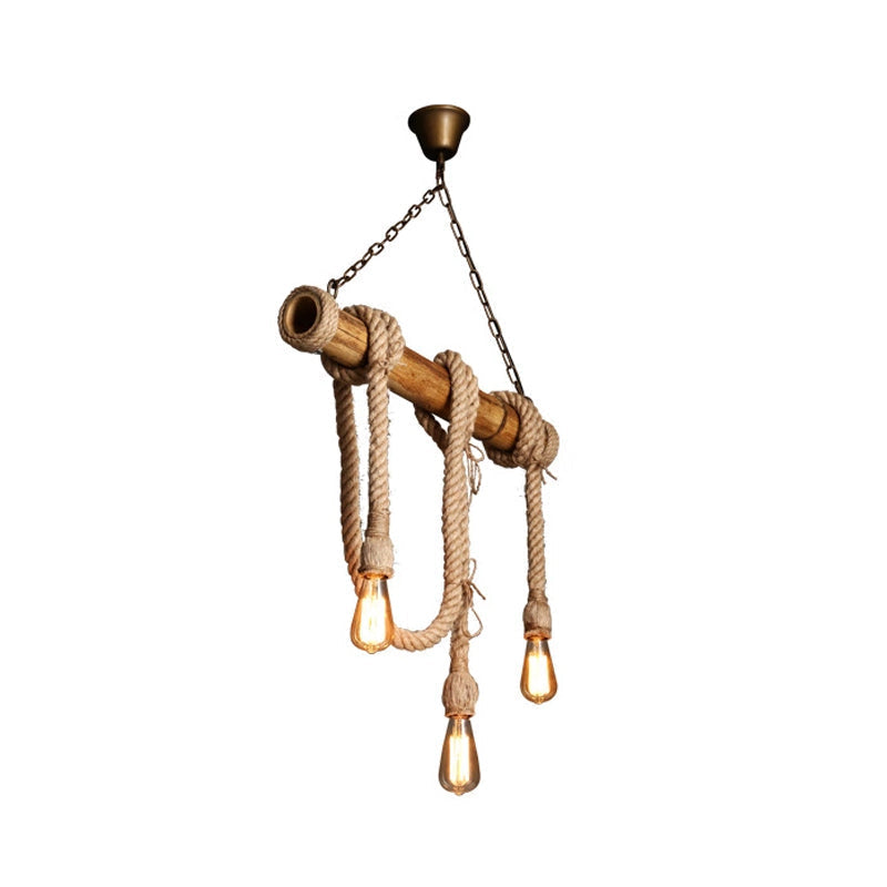 IndustrialBamboo Plafondlamp met Bamboe en Verstelbaar Touw