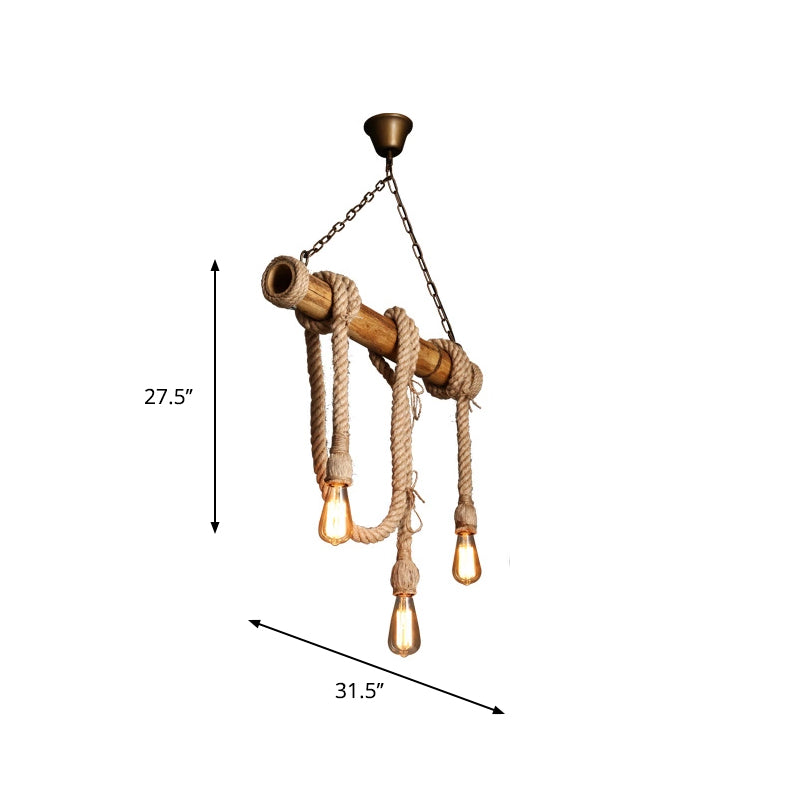 IndustrialBamboo Plafondlamp met Bamboe en Verstelbaar Touw