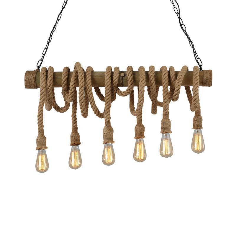 IndustrialBamboo Plafondlamp met Bamboe en Verstelbaar Touw