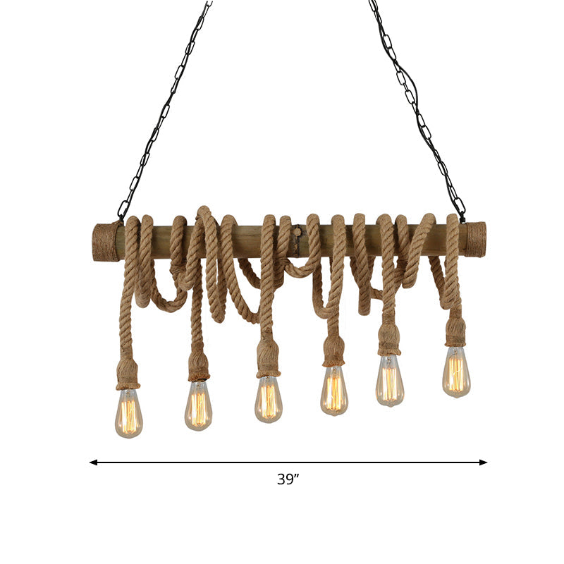 IndustrialBamboo Plafondlamp met Bamboe en Verstelbaar Touw