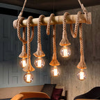 IndustrialBamboo Plafondlamp met Bamboe en Verstelbaar Touw