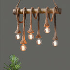 IndustrialBamboo Plafondlamp met Bamboe en Verstelbaar Touw