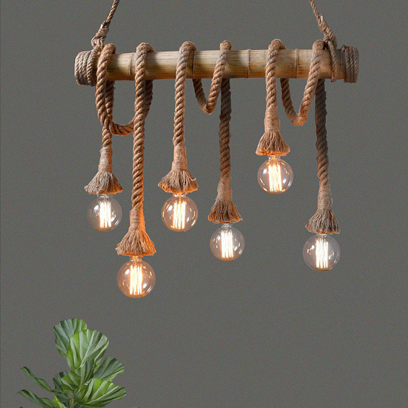 IndustrialBamboo Plafondlamp met Bamboe en Verstelbaar Touw
