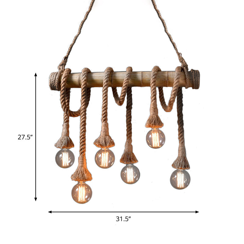 IndustrialBamboo Plafondlamp met Bamboe en Verstelbaar Touw