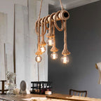 IndustrialBamboo Plafondlamp met Bamboe en Verstelbaar Touw