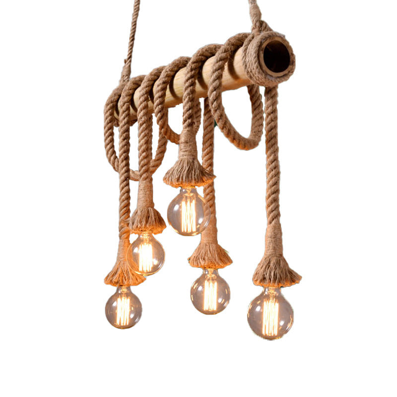 IndustrialBamboo Plafondlamp met Bamboe en Verstelbaar Touw