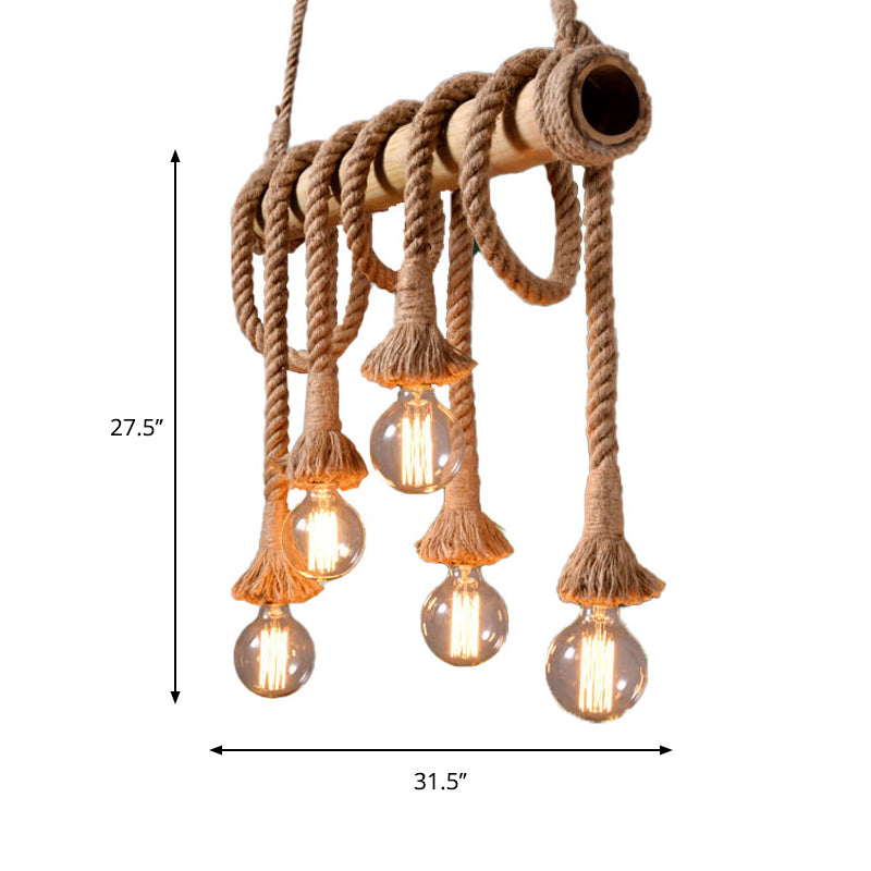 IndustrialBamboo Plafondlamp met Bamboe en Verstelbaar Touw