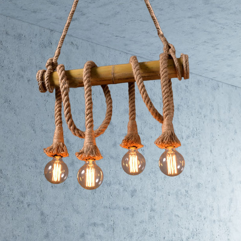 IndustrialBamboo Plafondlamp met Bamboe en Verstelbaar Touw