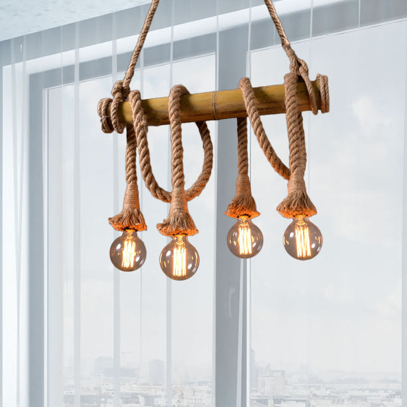 IndustrialBamboo Plafondlamp met Bamboe en Verstelbaar Touw