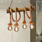 IndustrialBamboo Plafondlamp met Bamboe en Verstelbaar Touw