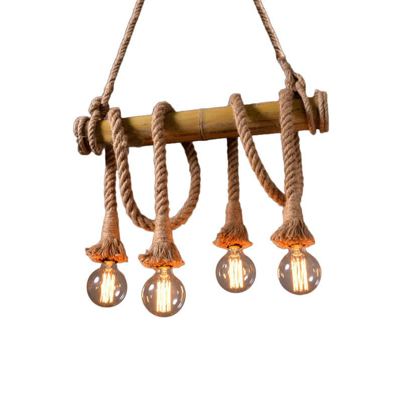 IndustrialBamboo Plafondlamp met Bamboe en Verstelbaar Touw