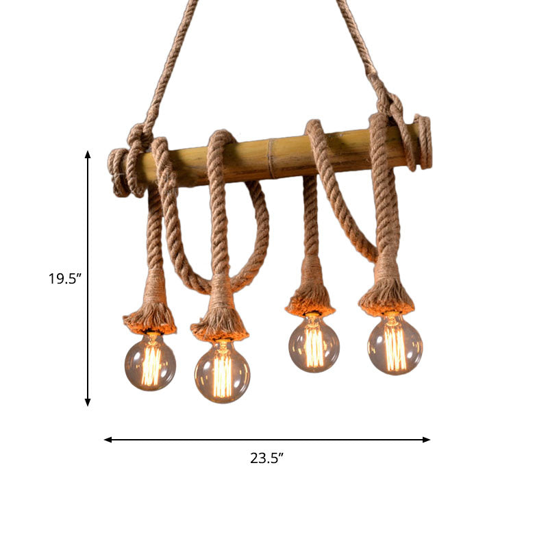 IndustrialBamboo Plafondlamp met Bamboe en Verstelbaar Touw