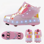 Rolschaats Sneakers Met LED Verlichting En Decoratieve Vleugels