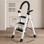 Opvouwbare Huishoudtrap met 3 Treden en Brede Antislip Pedalen
