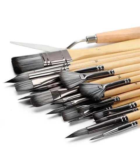 24-delige Professionele Penselenset met Opberghoes voor Acryl, Aquarel en Olieverf