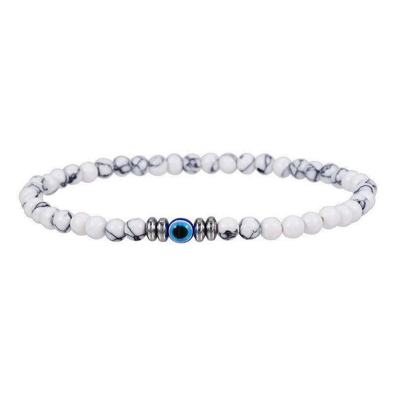Kralenarmband van Steen met Oogmotief en Koordsluiting