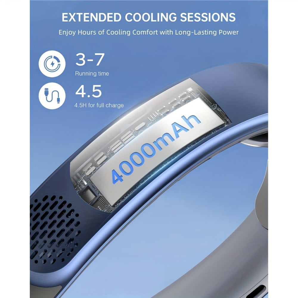 Draagbare Nekventilator met 360° Koeling en LED-Display voor Onderweg