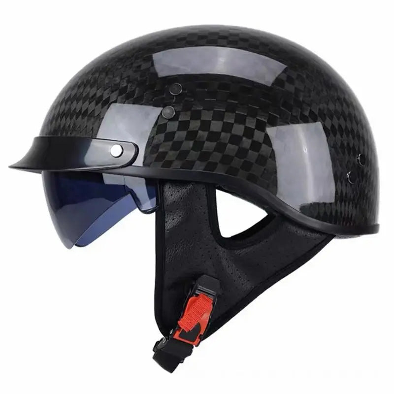 Carbon Half‑Face Motorhelm met Lichtgewicht Constructie en Veiligheidscertificering