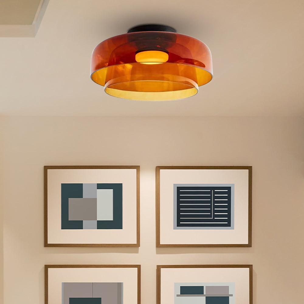 Glazen Plafondlamp Met Gelaagde Vorm En Moderne Sfeerverlichting