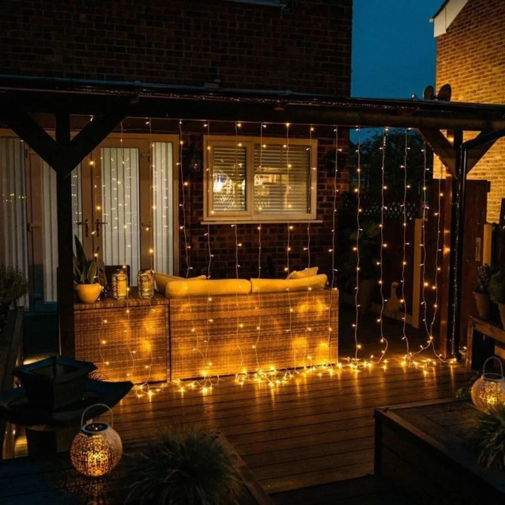 LED‑Lichtgordijn met Warm Gloed en Flexibele Binnen‑ en Buitenverlichting