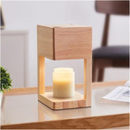 Houten Tafellamp met Warme LED‑Sfeerverlichting en Waxverwarmer