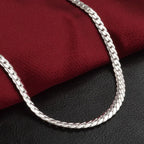 Schakelketting van Sterlingzilver voor Dames met Vlakke Schakels