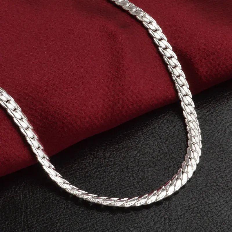 Schakelketting van Sterlingzilver voor Dames met Vlakke Schakels