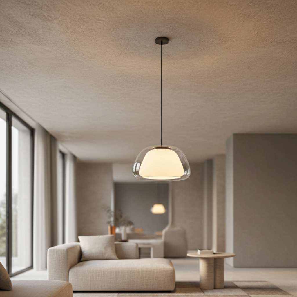 Hanglamp met Glazen Koepel en Verstelbare Ophanging