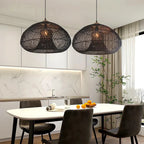 Rieten Hanglamp Met Handgevlochten Kap En Zachte Natuurlijke Lichtspreiding