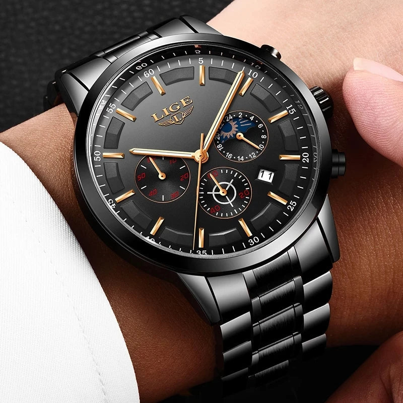 Klassiek Roestvrijstalen Herenhorloge Met Datumweergave