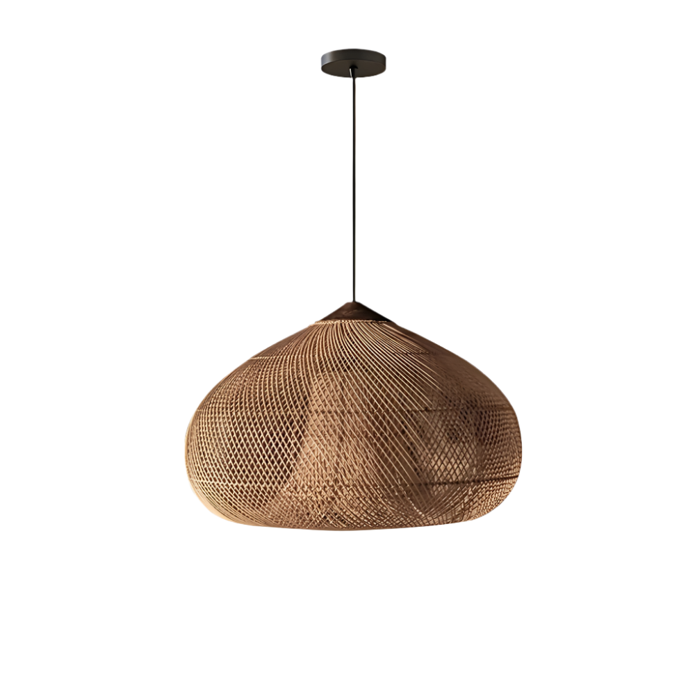 Rieten Hanglamp Met Handgevlochten Kap En Zachte Natuurlijke Lichtspreiding