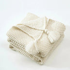 Gebreide Plaid van Wol met Kwasten voor Bank en Bed