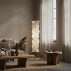 Japanse Vloerlamp met Organische Vorm en Zachte Rustgevende Sfeerverlichting
