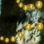 Solar LED Lichtsnoer voor Buiten met Kristallen Lampen en Warmwit Licht