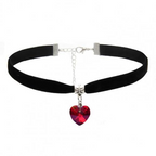 Choker van Fluweel met Hartvormige Hanger en Verlengketting