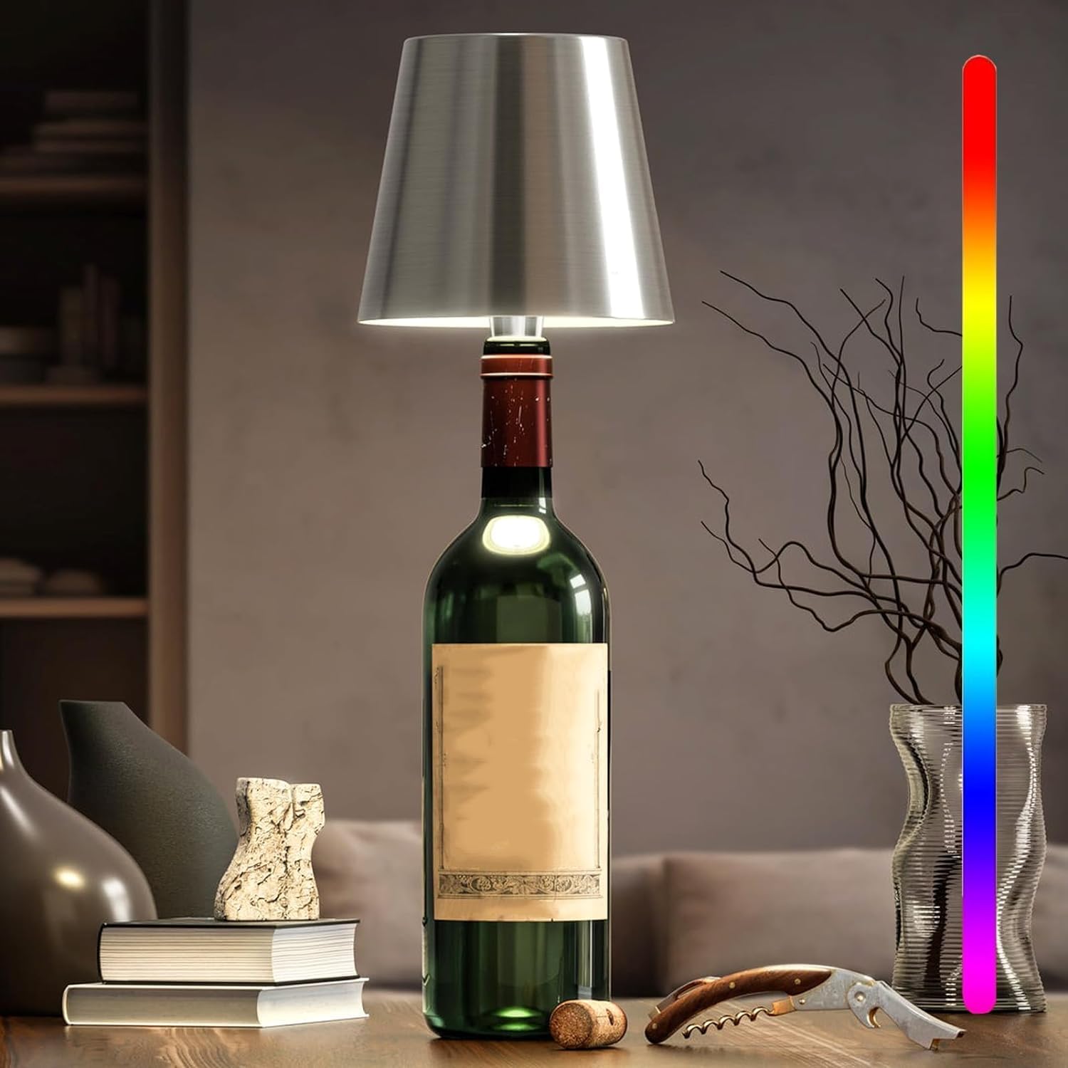 Draagbare LED Verlichtingsfles met Touchbediening en Traploze Dimmer voor Binnen- en Buitenruimtes