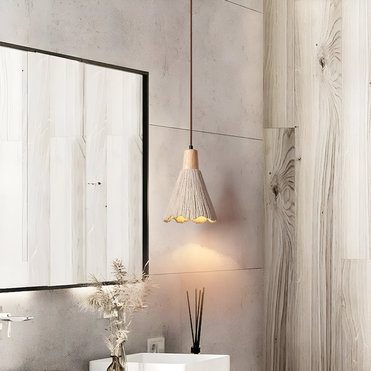 Cement Hanglamp Met Wabi‑Sabi Textuur En Zachte Lichtspreiding Voor Moderne Ruimtes